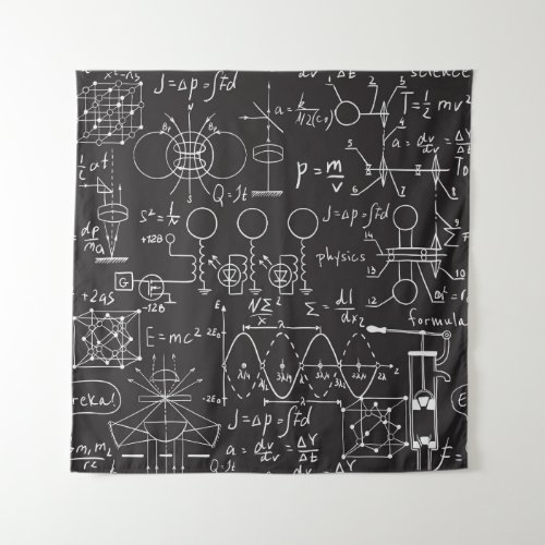 Scientific Formulas Chalkboard Calculations Patte Tapestry