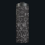 Scientific Formulas: Chalkboard Calculations Patte Thermal Tumbler<br><div class="desc">Physical formulas, graphics and scientific calculations on chalkboard. Vintage hand drawn illustration laboratory seamless pattern Merge art and science in a lab-themed pattern of illustrations on chalkboard. Chalkboard equations flow, science in every line. scientific, laboratory, physics, equation, drawing, chalk, math, symbol, decorative, science, code, pattern, chalkboard, background, illustration, decor, education,...</div>
