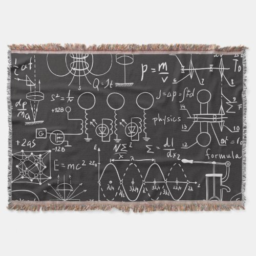 Scientific Formulas Chalkboard Calculations Patte Throw Blanket