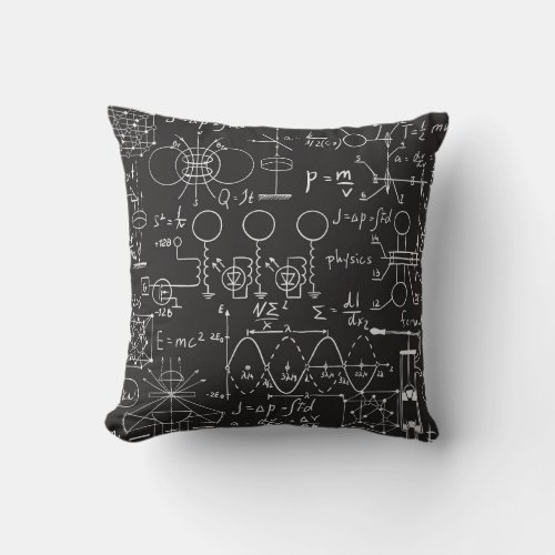 Scientific Formulas Chalkboard Calculations Patte Throw Pillow