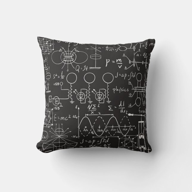 Scientific Formulas: Chalkboard Calculations Patte Throw Pillow (Front)