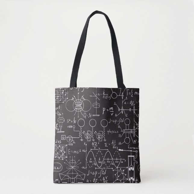 Scientific Formulas: Chalkboard Calculations Patte Tote Bag (Front)