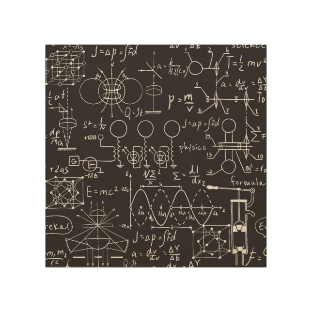 Scientific Formulas: Chalkboard Calculations Patte Wood Wall Art (Front)