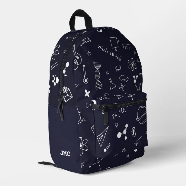 Scientific Formulas Pattern Personalized Printed Backpack (Back Corner Left)