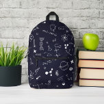 Scientific Formulas Pattern Personalized Printed Backpack<br><div class="desc">Scientific formulas on a blue chalkboard pattern personalized design.</div>