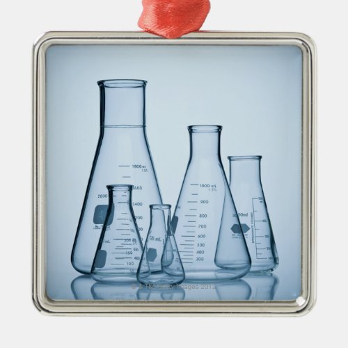 Scientific glassware blue metal ornament