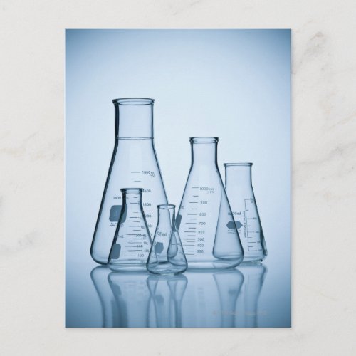 Scientific glassware blue postcard