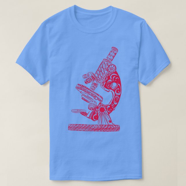 Scientific Microscope Line Drawing Beetle Crimson  T-Shirt (Design Front)
