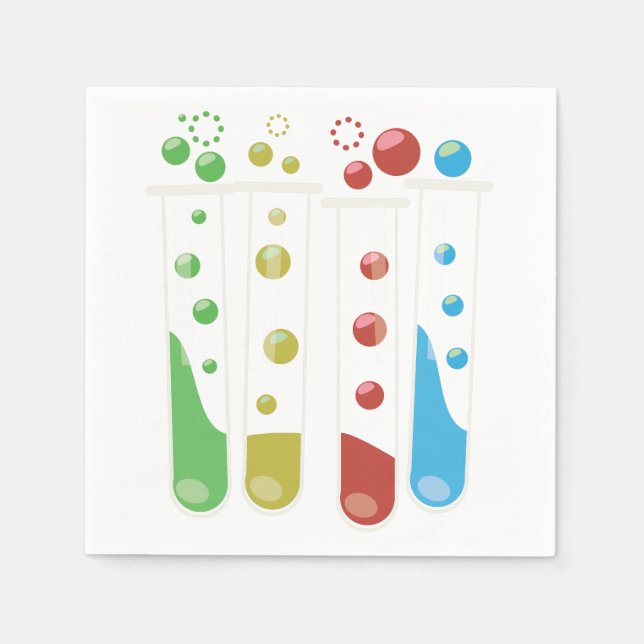 Scientific Test Tubes cartoon Paper Napkins (Front)