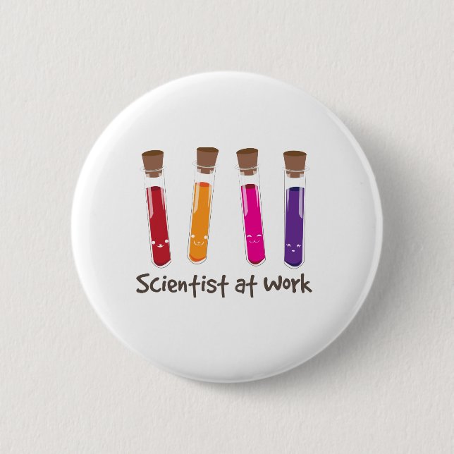 Scientist At Work Pinback Button (Front)