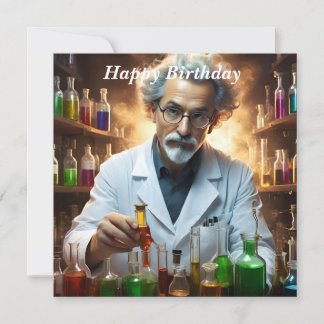 Scientist In A Laboratory Mixing Potions,Birthday Card