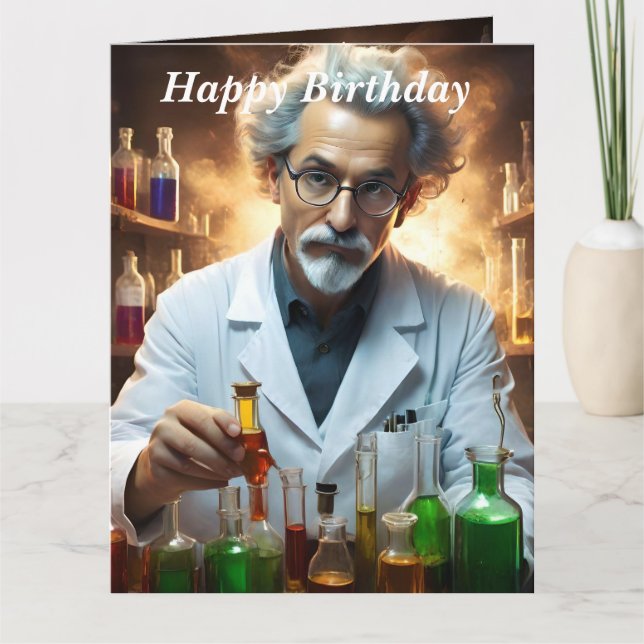 Scientist In A Laboratory Mixing Potions,Birthday  Card (Front)