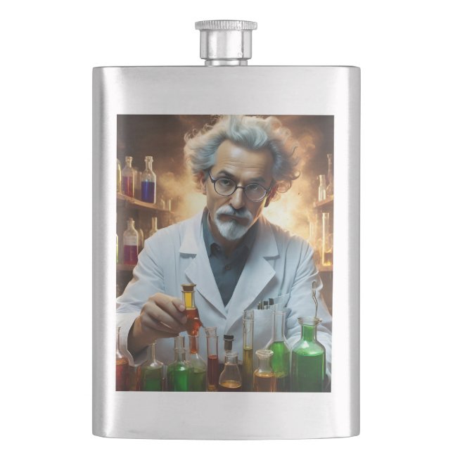 Scientist In A Laboratory Mixing Potions, Flask (Front)