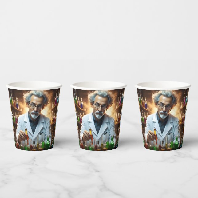 Scientist In A Laboratory Mixing Potions, Paper Cups (Multi)