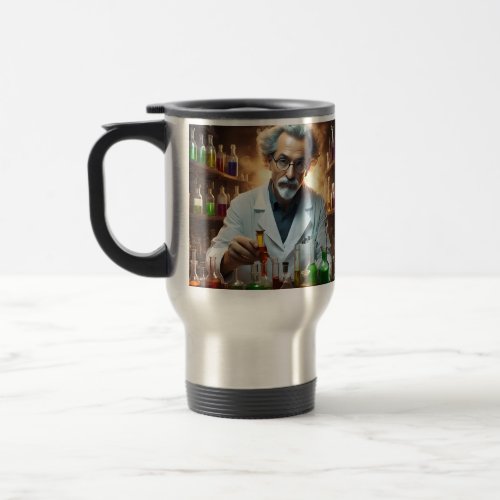 Scientist In A Laboratory Mixing Potions Travel Mug