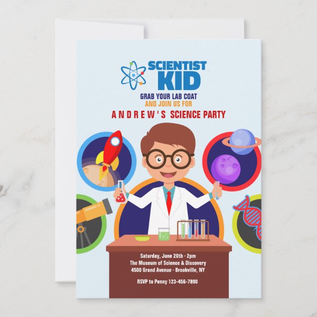 Scientist Kid Invitation (Front)