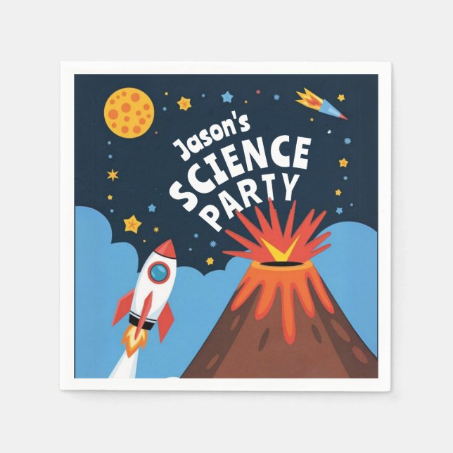 scientist party stem rocket science kids napkins (Front)