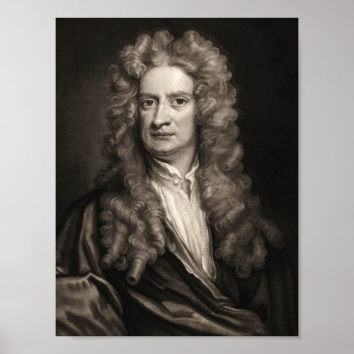 scientist  sir Isaac Newton portrait Poster