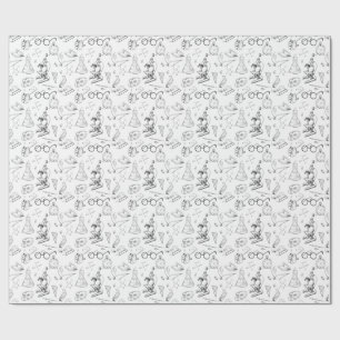 scientist sketches wrapping paper
