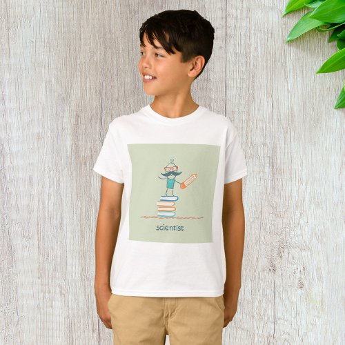 Scientist Standing On Books T_Shirt