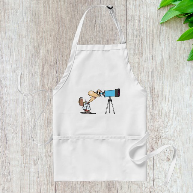 Scientist with Telescope Astronomy Science Humor  Adult Apron (Creator Uploaded)