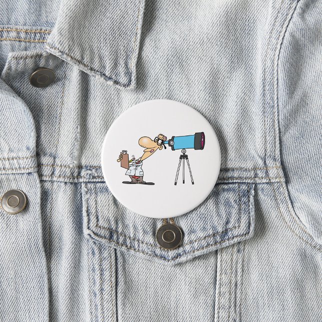 Scientist with Telescope Astronomy Science Humor  Button (Creator Uploaded)