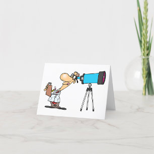 Scientist with Telescope Astronomy Science Humor Letterpress Thank You Card