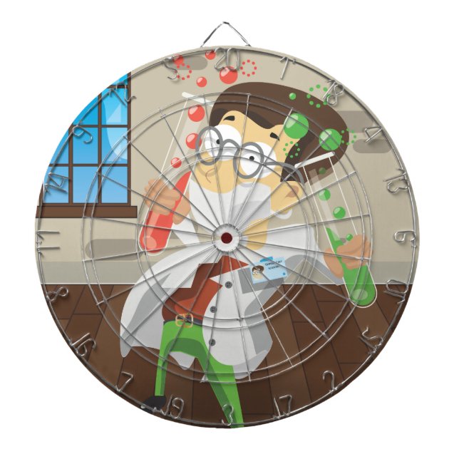 Scientist With Test tubes Dartboard With Darts (Front)