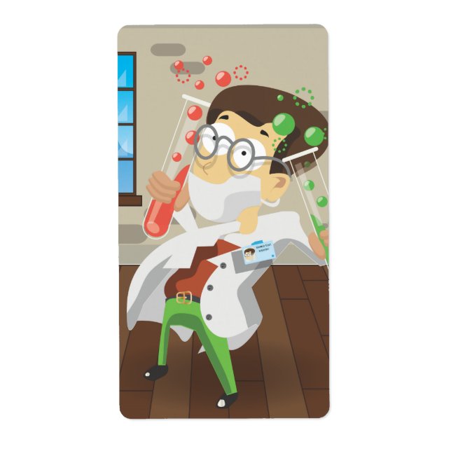 Scientist With Test tubes Label (Front)