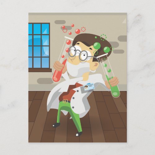 Scientist With Test tubes Postcard