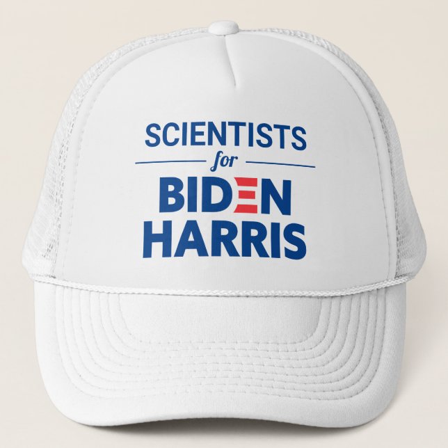 Scientists for Biden Harris Custom Text Trucker Hat (Front)
