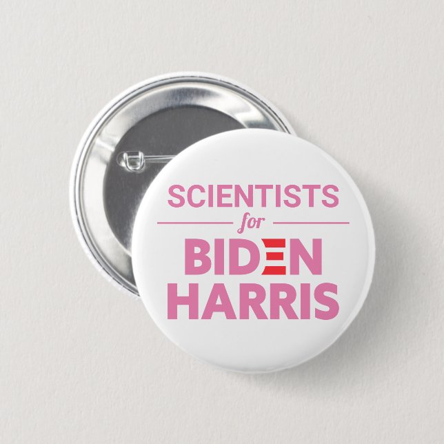 Scientists for Biden Harris Custom Text White Button (Front & Back)