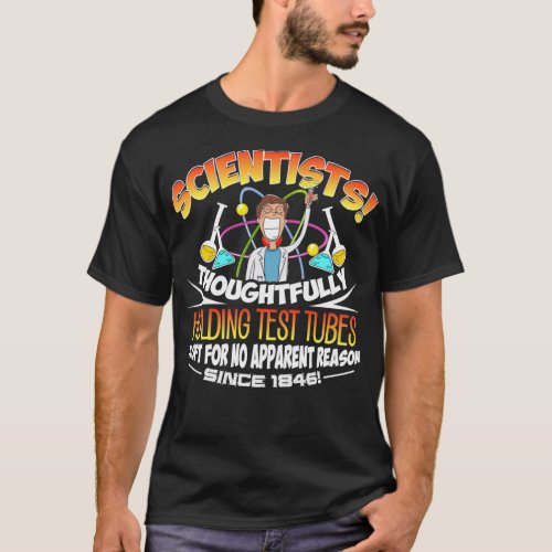 Scientists Thoughtfully Holding Test Tubes Aloft F T_Shirt