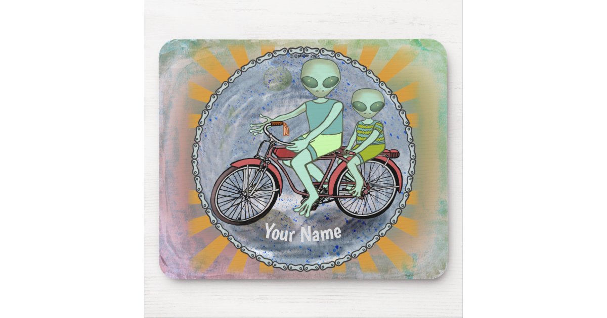 Scifi Alien Riding Bike Mouse Pad | Zazzle