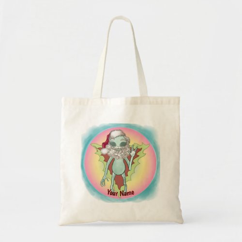 Scifi Alien Santa custom name  Tote Bag