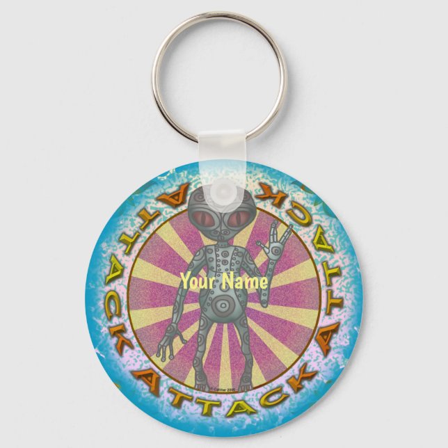 Scifi Attack  Robot Alien Keychain (Front)