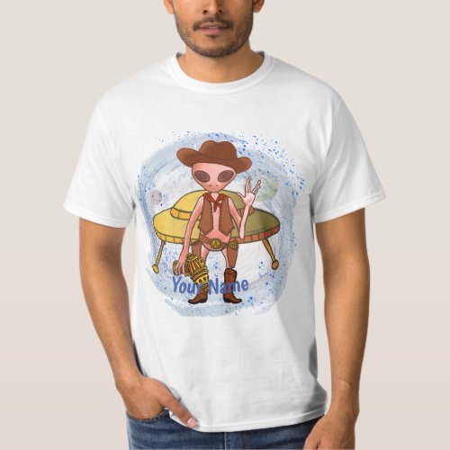 Scifi Cowboy alien custom name T_Shirt