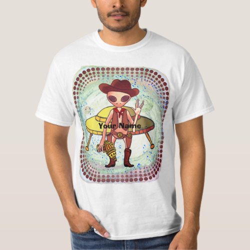 Scifi Cowboy alien custom name T_Shirt