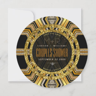 Scifi Gold Art Deco Stylish Glamour Couples Shower Invitation