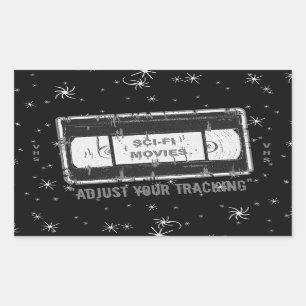 SciFi Movies Video Cassette Adjust Your Tracking G Rectangular Sticker