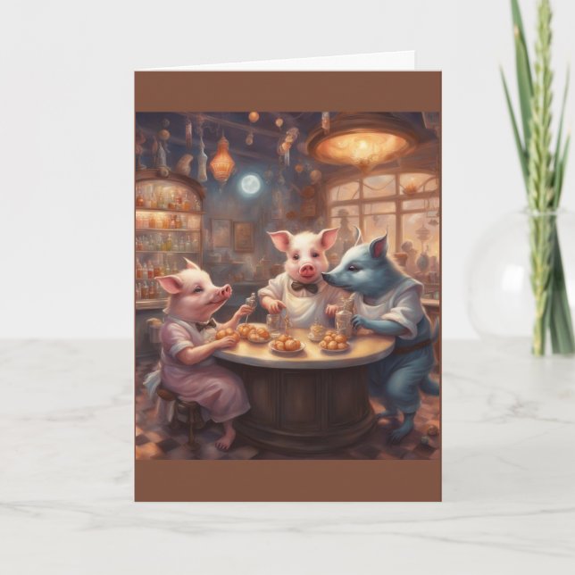 SciFI Pigs Happy birthday party Holiday Card (Front)