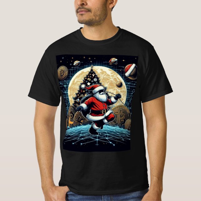 Scifi Santa Crypto Christmas T-Shirt (Front)