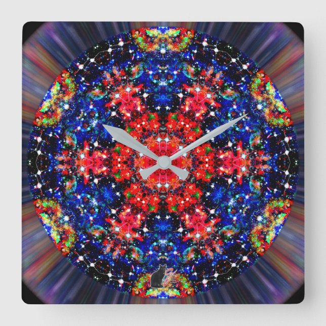 Scintillation Stellar Kaleid Square Wall Clock (Front)
