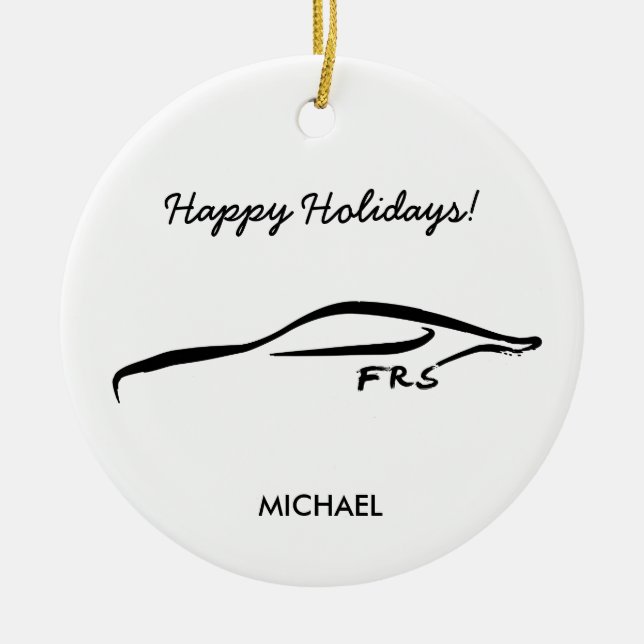 Scion FR-S black Silhouette logo w/ faux carbon Ceramic Ornament (Front)