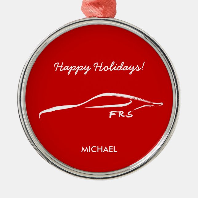Scion FR-S White Silhouette logo Metal Ornament (Front)