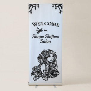 Scissor and Comb Blue Personal Retractable Banner