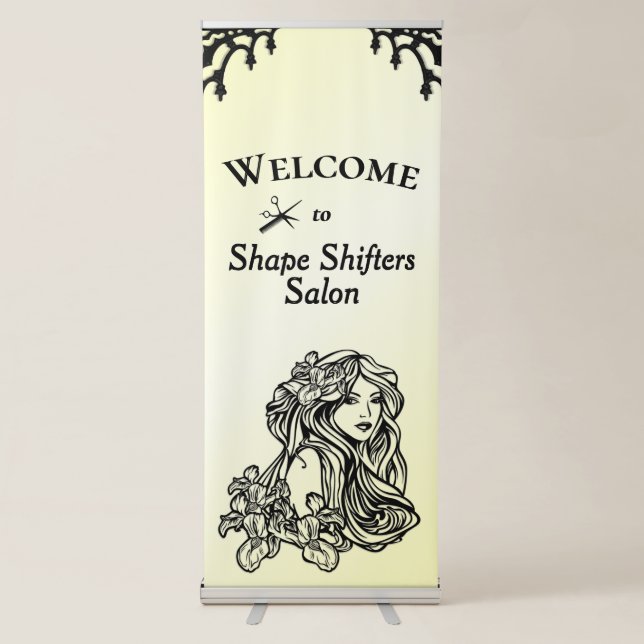 Scissor and Comb Yellow Personal Retractable Banner (Front)