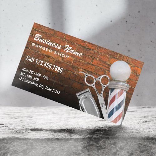 Scissor Barber Pole Professional Barber Shop Brick Business Card