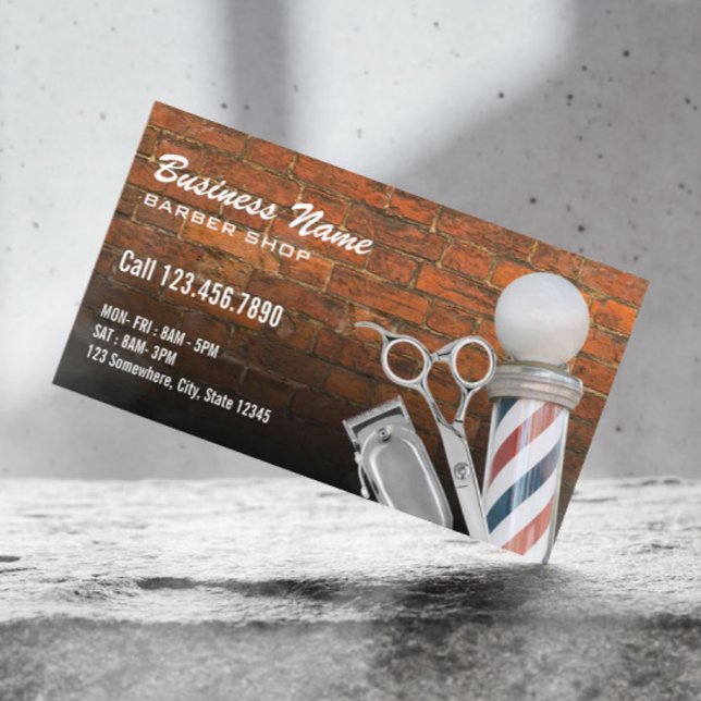 Scissor Barber Pole Professional Barber Shop Brick Business Card (Creator Uploaded)