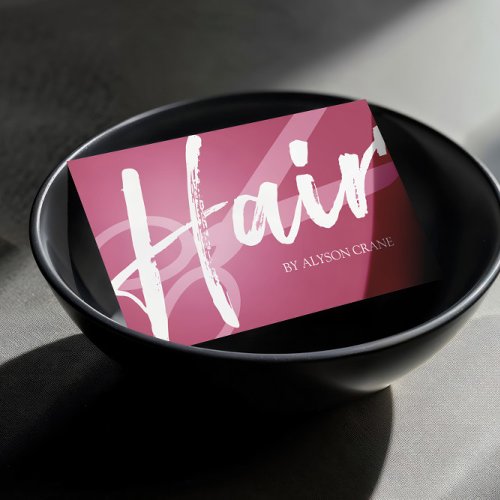 Scissor  Brush Script  Dark Pink  Hair Stylist Business Card